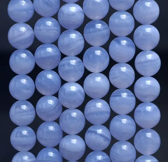 10mm Chalcedony Blue Lace Agate Gemstone Aaa Blue Round 10mm Loose Beads 15.5 Inch Full Strand (90147741-258)