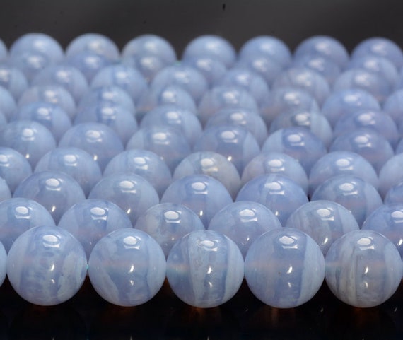 12mm Chalcedony Blue Lace Agate Gemstone Grdae Aaa  Round Loose Beads 7.5 Inch Half Strand (90107719-166 )