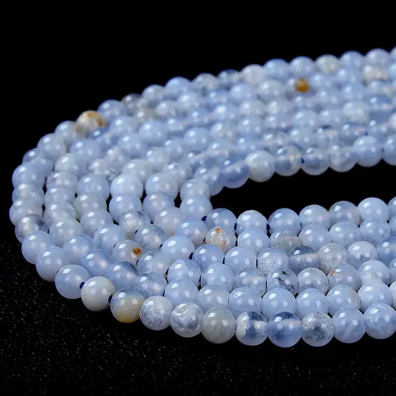 Natural Blue Lace Agate Gemstone 3mm 4mm Round Loose Beads 15 Inch Full Strand (p47)