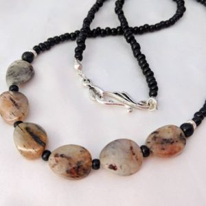 Shop Dendritic Agate Necklaces! Boldly translucent red & black Dendritic agate necklace. Long, layering. Handmade jewelry w. Tourmaline included gemstones. | Natural genuine Dendritic Agate necklaces. Buy crystal jewelry, handmade handcrafted artisan jewelry for women.  Unique handmade gift ideas. #jewelry #beadednecklaces #beadedjewelry #gift #shopping #handmadejewelry #fashion #style #product #necklaces #affiliate #ad