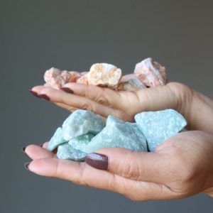 Shop Raw & Rough Calcite Stones! Calcite Raw Gemstone Set Green Red Stop and Go Minerals | Natural genuine stones & crystals in various shapes & sizes. Buy raw cut, tumbled, or polished gemstones for making jewelry or crystal healing energy vibration raising reiki stones. #crystals #gemstones #crystalhealing #crystalsandgemstones #energyhealing #affiliate #ad
