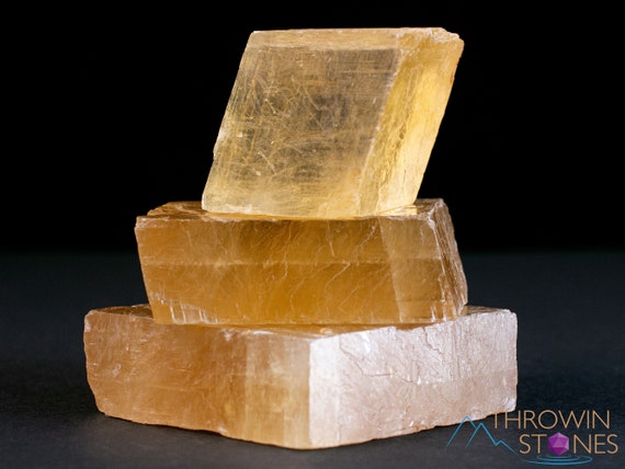 Yellow Calcite Raw Crystal -  Medium Rhombohedron - Metaphysical, Home Decor, Raw Crystals And Stones, E1055