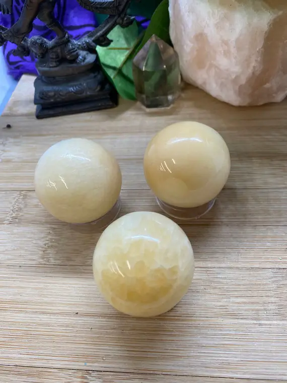 Yellow Calcite Sphere Crystal Ball Shelf 8