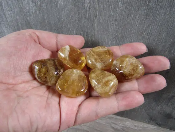 Honey Calcite Tumbled Stone 0.75 Inch + Crystal