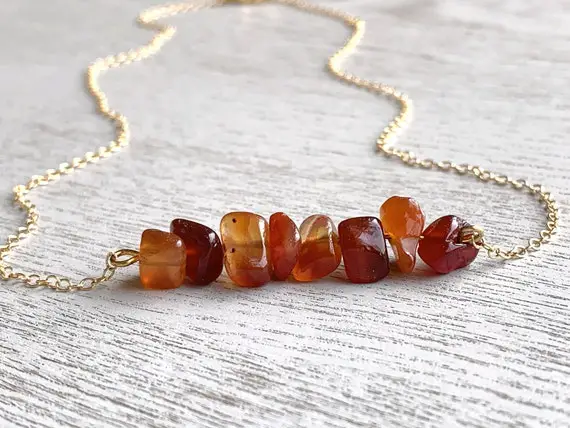 Red Carnelian Necklace, Beaded Crystal Necklace Silver Or Gold, Carnelian Jewelry, July Birthstone Necklace, Red Gemstone Necklace For Women