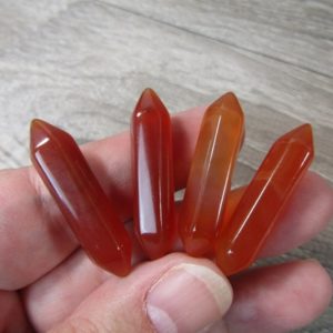 Shop Carnelian Points & Wands! Carnelian Double Terminated Carved Point J170 | Natural genuine stones & crystals in various shapes & sizes. Buy raw cut, tumbled, or polished gemstones for making jewelry or crystal healing energy vibration raising reiki stones. #crystals #gemstones #crystalhealing #crystalsandgemstones #energyhealing #affiliate #ad