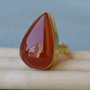 Shop Carnelian Rings! Natural Pear Cab Carnelian Ring, Sterling Silver Yellow Plated, Rose Gold Plated Gold Ring, Huge Carnelian Gemstone Artisan Ring | Natural genuine Carnelian rings, simple unique handcrafted gemstone rings. #rings #jewelry #shopping #gift #handmade #fashion #style #affiliate #ad
