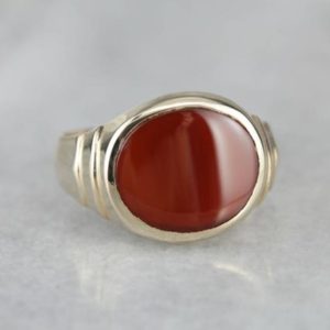 Shop Carnelian Rings! Vintage Moderate Size, Intense Color Carnelian Ring 1AP3PN-P | Natural genuine Carnelian rings, simple unique handcrafted gemstone rings. #rings #jewelry #shopping #gift #handmade #fashion #style #affiliate #ad