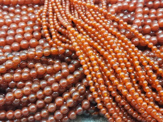 Carnelian Polished Round Beads, 15 Inch