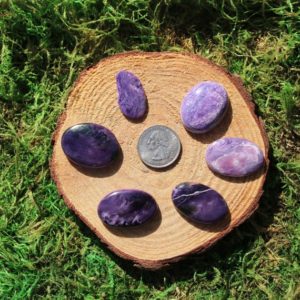 Shop Charoite Cabochons! Charoite Cabochon Pieces #A-F | Natural genuine stones & crystals in various shapes & sizes. Buy raw cut, tumbled, or polished gemstones for making jewelry or crystal healing energy vibration raising reiki stones. #crystals #gemstones #crystalhealing #crystalsandgemstones #energyhealing #affiliate #ad