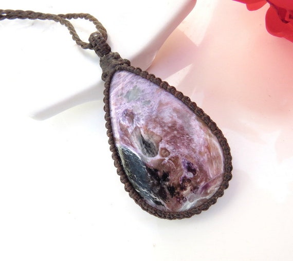 Charoite Gemstone Necklace / Luxury Gifts / Spiritual Jewelry / Earthauracreations / Macrame Necklace / Free Shipping / Earth Aura Creations