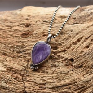 Shop Charoite Pendants! Ready to Ship – Charoite Pendant – Charoite Necklace – Upside down Teardrop – Silversmith | Natural genuine Charoite pendants. Buy crystal jewelry, handmade handcrafted artisan jewelry for women.  Unique handmade gift ideas. #jewelry #beadedpendants #beadedjewelry #gift #shopping #handmadejewelry #fashion #style #product #pendants #affiliate #ad