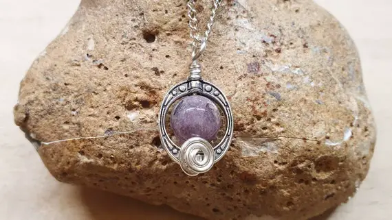 Small Charoite Pendant. Reiki Jewelry. Violet Flame Jewelry Uk. Oval Frame Pendant