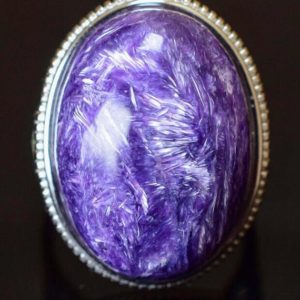 Shop Charoite Rings! Charoite Ring 925 Sterling Silver Adjustable Size | Natural genuine Charoite rings, simple unique handcrafted gemstone rings. #rings #jewelry #shopping #gift #handmade #fashion #style #affiliate #ad