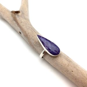 Shop Charoite Rings! Charolite Silver Ring Size 10 / Purple Charoite Ring // Natural Russian Charolite / Teardrop Charolite Silver Ring // 925 Sterling Silver | Natural genuine Charoite rings, simple unique handcrafted gemstone rings. #rings #jewelry #shopping #gift #handmade #fashion #style #affiliate #ad