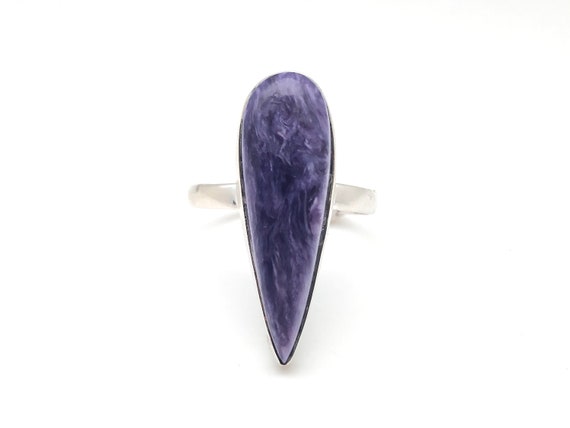 Charoite Ring Size 10 // Purple Stone Charoite Ring // Charoite Silver Ring // 925 Sterling Silver // Russian Charoite