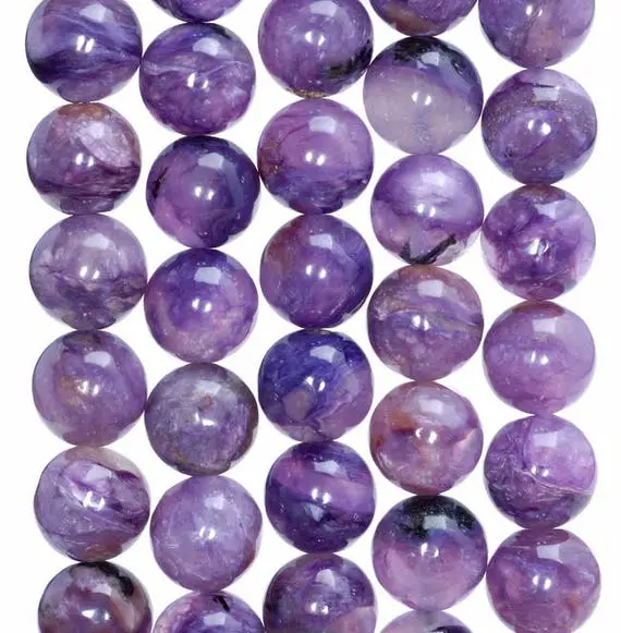 12mm Genuine Charoite Gemstone Grade Aaa Purple Round Loose Beads 7.5 Inch Half Strand (80004768-460)