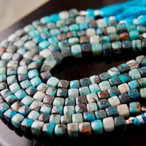Shop Chrysocolla Faceted Beads! Chrysocolla faceted cubes | Natural genuine faceted Chrysocolla beads for beading and jewelry making.  #jewelry #beads #beadedjewelry #diyjewelry #jewelrymaking #beadstore #beading #affiliate #ad