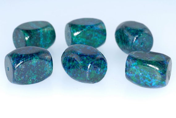 25x18mm  Chrysocolla Quantum Quattro Gemstone Rectangle Loose Beads   (90182519-a137)