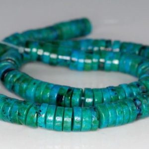 Shop Chrysocolla Bead Shapes! 8×2-8x3MM  Chrysocolla Quantum Quattro Gemstone Heishi Slice Loose Beads 7.5 inch Half Strand (90182781-A140) | Natural genuine other-shape Chrysocolla beads for beading and jewelry making.  #jewelry #beads #beadedjewelry #diyjewelry #jewelrymaking #beadstore #beading #affiliate #ad