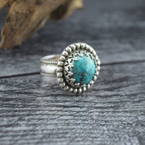 Shop Chrysocolla Rings! Handcrafted Sterling Silver Chrysocolla Ring – Size 7 | Natural genuine Chrysocolla rings, simple unique handcrafted gemstone rings. #rings #jewelry #shopping #gift #handmade #fashion #style #affiliate #ad