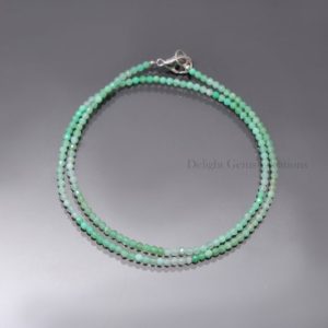 Shop Chrysoprase Necklaces! Genuine Green Chrysoprase Beaded Necklace 3mm  Smooth Rondelle Gemstone Necklace-925 Silver Lobster Clasp- Birthstone Necklace-GIFT HER | Natural genuine Chrysoprase necklaces. Buy crystal jewelry, handmade handcrafted artisan jewelry for women.  Unique handmade gift ideas. #jewelry #beadednecklaces #beadedjewelry #gift #shopping #handmadejewelry #fashion #style #product #necklaces #affiliate #ad