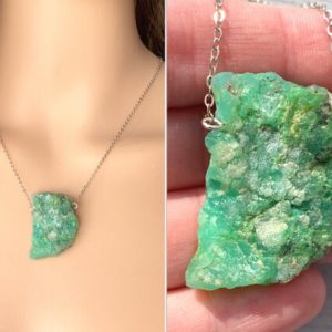 Shop Chrysoprase Pendants! Raw Chrysoprase Necklace, Green Stone Pendant Necklace, Natural Chrysoprase Crystal Necklace Gold Filled, Chrysoprase Jewelry, ACTUAL STONE | Natural genuine Chrysoprase pendants. Buy crystal jewelry, handmade handcrafted artisan jewelry for women.  Unique handmade gift ideas. #jewelry #beadedpendants #beadedjewelry #gift #shopping #handmadejewelry #fashion #style #product #pendants #affiliate #ad