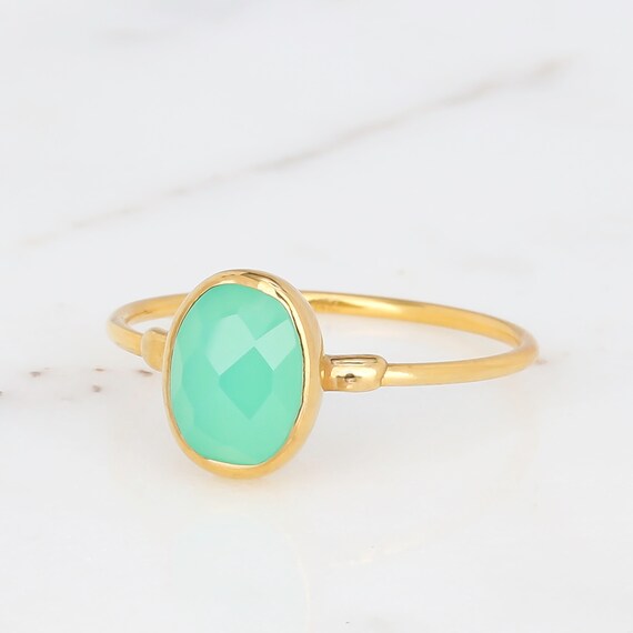 Oval Chrysoprase Ring • Australian Jade • Gold Filled • Minimalist Handmade Jewelry • Perfect Gemstone Engagement Ring • Fall Jewelry