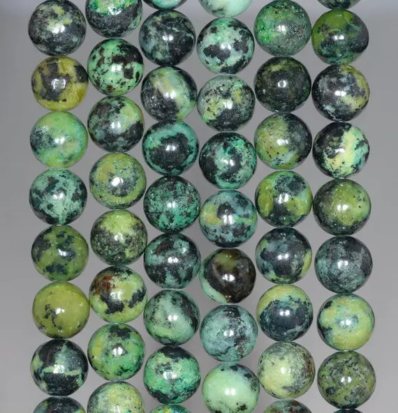 10mm Black Green Chrysoprase Gemstone Round Loose Beads 7 Inch Half Strand (80000536 H-a71)