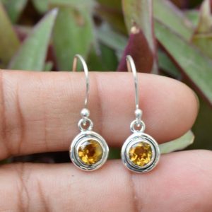 Shop Citrine Earrings! Natural Citrine Earrings, 925 Sterling Silver Earrings, Citrine 6mm Round Gemstone Earrings, Handmade Jewelry, Boho Jewelry, Dangle Earring | Natural genuine Citrine earrings. Buy crystal jewelry, handmade handcrafted artisan jewelry for women.  Unique handmade gift ideas. #jewelry #beadedearrings #beadedjewelry #gift #shopping #handmadejewelry #fashion #style #product #earrings #affiliate #ad