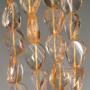 Shop Citrine Bead Shapes! 14x10mm Citrine Quartz Gemstone Twist Oval Loose Beads 7 inch Half Strand (90144250-B14-524) | Natural genuine other-shape Citrine beads for beading and jewelry making.  #jewelry #beads #beadedjewelry #diyjewelry #jewelrymaking #beadstore #beading #affiliate #ad