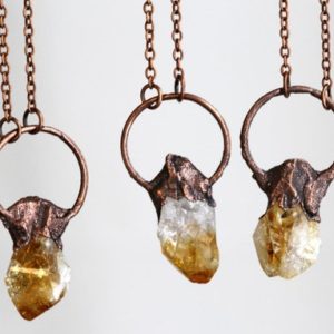 Citrine Necklace – Crystal Pendant – November Birthstone Gift – Electroformed Copper | Natural genuine Gemstone pendants. Buy crystal jewelry, handmade handcrafted artisan jewelry for women.  Unique handmade gift ideas. #jewelry #beadedpendants #beadedjewelry #gift #shopping #handmadejewelry #fashion #style #product #pendants #affiliate #ad