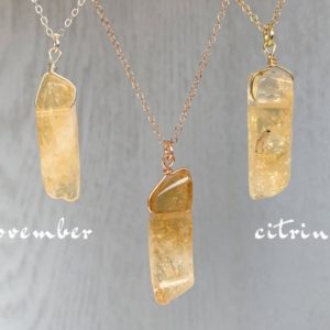 RAW CITRINE NECKLACE for Women Yellow Citrine Pendant, Citrine Jewelry Raw Stone Necklace, November Birthstone Crystal Necklace Silver | Natural genuine Gemstone pendants. Buy crystal jewelry, handmade handcrafted artisan jewelry for women.  Unique handmade gift ideas. #jewelry #beadedpendants #beadedjewelry #gift #shopping #handmadejewelry #fashion #style #product #pendants #affiliate #ad