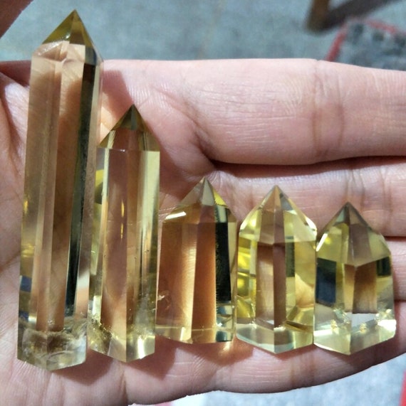 10 Pcs Citrine Tower Natural Citrine Double Terminated Crystal Point Wand Bulk Wholesale Gemstone Tower Obelisk
