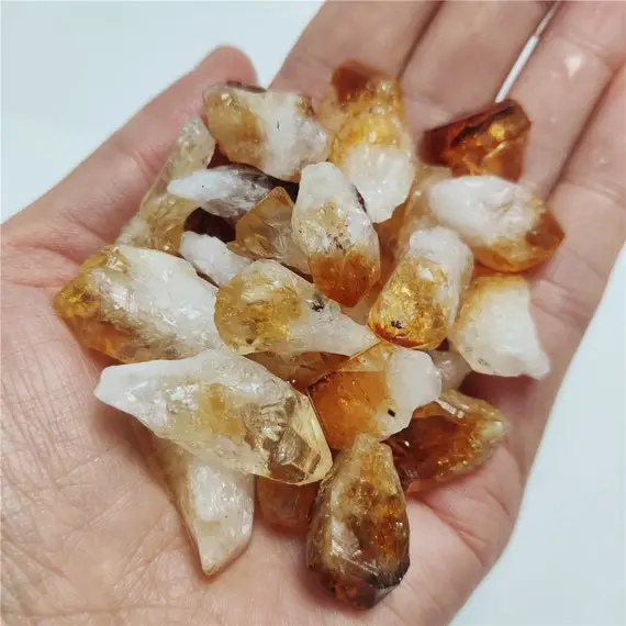 5 Pcs Raw Citrine Stone Rough Amethyst Crystal Point Stone Wholesale Bulk Lots For Jewerly Making 3073