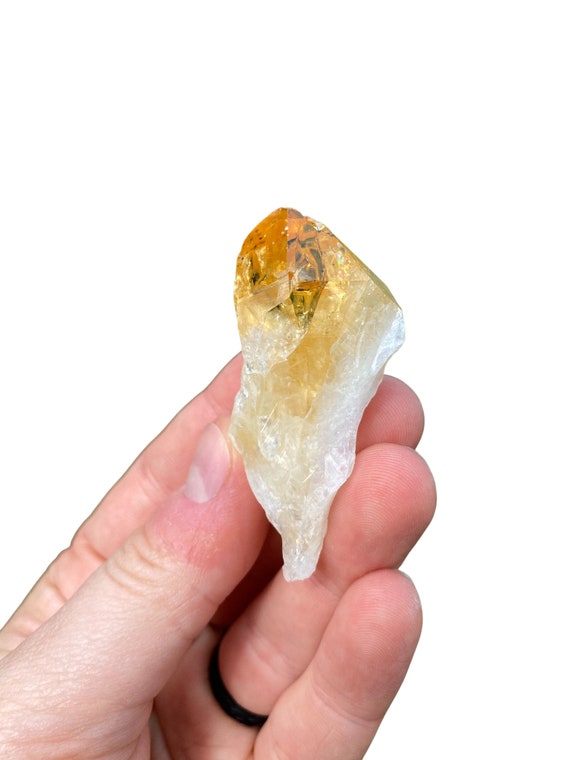 Raw Citrine Crystal Point With Root (treated) - Rough Citrine Crystal Point - Citrine Point - Heated Amethyst Point - Deep Orange Citrine