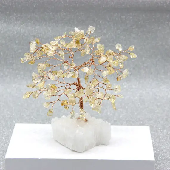 Crystal Tree, Citrine Tree, Crystal Cluster Tree, Gemstone Wire Sculpture Tree Of Life, Bonsai Tree, Small Crystal Desk Decor,feng Shui Tree