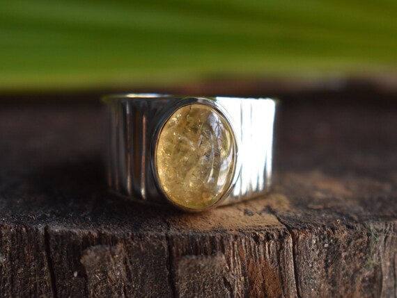 Handmade 925 Silver Citrine Ring, Unisex Design
