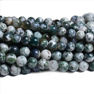 Dendritic Agate Beads | Tree Agate Beads | Round Natural Gemstone Loose Beads | Sold by 15 Inch Strand | Size 4mm 6mm 8mm 10mm 12mm | Natural genuine round Dendritic Agate beads for beading and jewelry making.  #jewelry #beads #beadedjewelry #diyjewelry #jewelrymaking #beadstore #beading #affiliate #ad