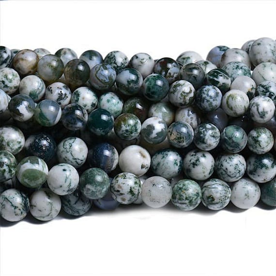Dendritic Agate Beads | Tree Agate Beads | Round Natural Gemstone Loose Beads | Sold By 15 Inch Strand | Size 4mm 6mm 8mm 10mm 12mm