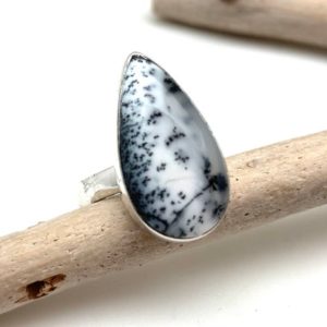 Shop Dendritic Agate Rings! Dendritic Opal Agate Ring Size 8 // Silver Dendritic Opal Ring // Dendritic Agate Ring // Dendritic Fossil // 925 | Natural genuine Dendritic Agate rings, simple unique handcrafted gemstone rings. #rings #jewelry #shopping #gift #handmade #fashion #style #affiliate #ad