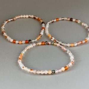 Dendritic Agate Small Bead Bracelet | Natural genuine Dendritic Agate bracelets. Buy crystal jewelry, handmade handcrafted artisan jewelry for women.  Unique handmade gift ideas. #jewelry #beadedbracelets #beadedjewelry #gift #shopping #handmadejewelry #fashion #style #product #bracelets #affiliate #ad