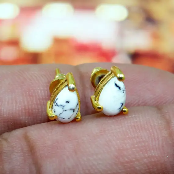 Dendritic Agate Stud, 18k  Gold Plated Stud Earring, Brass Earring, Stud Earring, Dendritic Agate Gemstone, Brass Stud , Sale, Cly0528