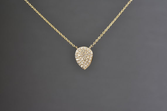 Pave Cluster Diamond Necklace In 14kt Gold | Minimalist Necklace | Anniversary Gift | Layering Necklace | Gift For Her | Dainty Necklace