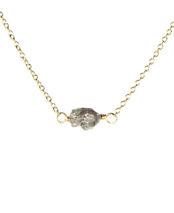 Raw Diamond Necklace, Natural Rough Diamond Necklace, April Birthstone Jewelry, Tiny Diamond Necklace, Dainty 14k Gold Filled Chain