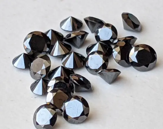 Black Diamond, Conflict Free 3.1-3.2mm Solitaire Diamond, Polished Diamond, Round Cut Diamond, Brilliant Diamond, Black Diamond Ring-ppd641