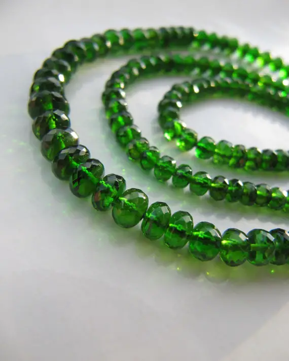 Chrome Diopside Rondelles • 3-6mm • Aaa Micro Faceted • Vivid Dark Bottle Green