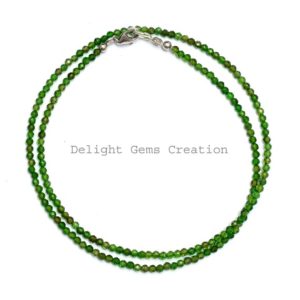 Shop Diopside Necklaces! Chrome Diopside Necklace, 2.5mm Chrome Diopside Micro Faceted Round Beads Necklace, Chrome Diopside Beaded Necklace, 18 Inches Necklace | Natural genuine Diopside necklaces. Buy crystal jewelry, handmade handcrafted artisan jewelry for women.  Unique handmade gift ideas. #jewelry #beadednecklaces #beadedjewelry #gift #shopping #handmadejewelry #fashion #style #product #necklaces #affiliate #ad