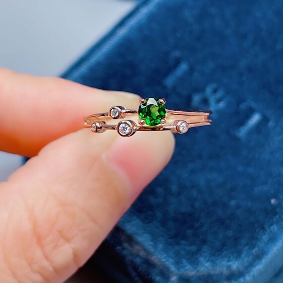 Chrome Diopside Ring | Handmade Green Diopside Stone Ring | Rose Gold Plated Ring | Genuine Diopside | Free Engraving | Free Shipping | Ring