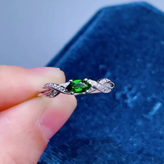Chrome Diopside Ring | Sterling Silver Ring | Green Diopside | Customized Ring | Women's Ring | Jewelry | Genuine Diopside | Dainty Ring